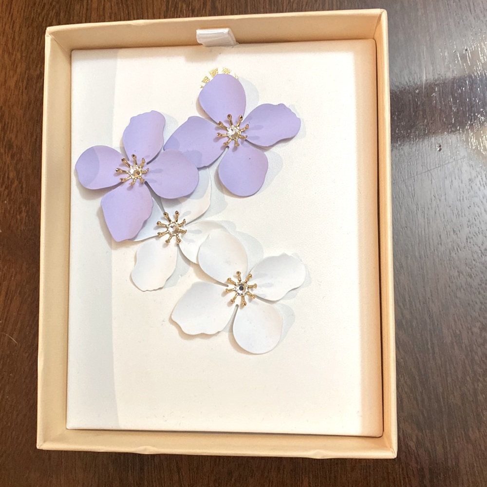 C & C California Earrings. One Pair of Ivory and One Pair of Lavender.